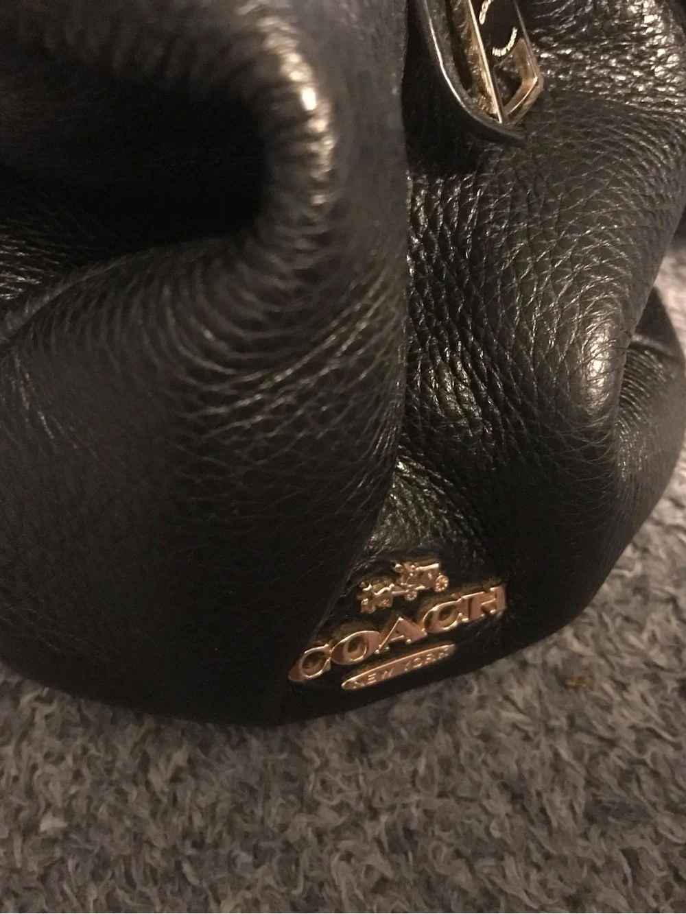 Coach Black Pebbled Leather Madison Phoebe Shoulder Bag Handbag Gold Accents